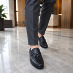 Black Prestige Metal-Buckle Loafers