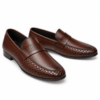 Brown Premium Formal  Loafers | Soft Padding Hand-Made Article | All Day Comfort
