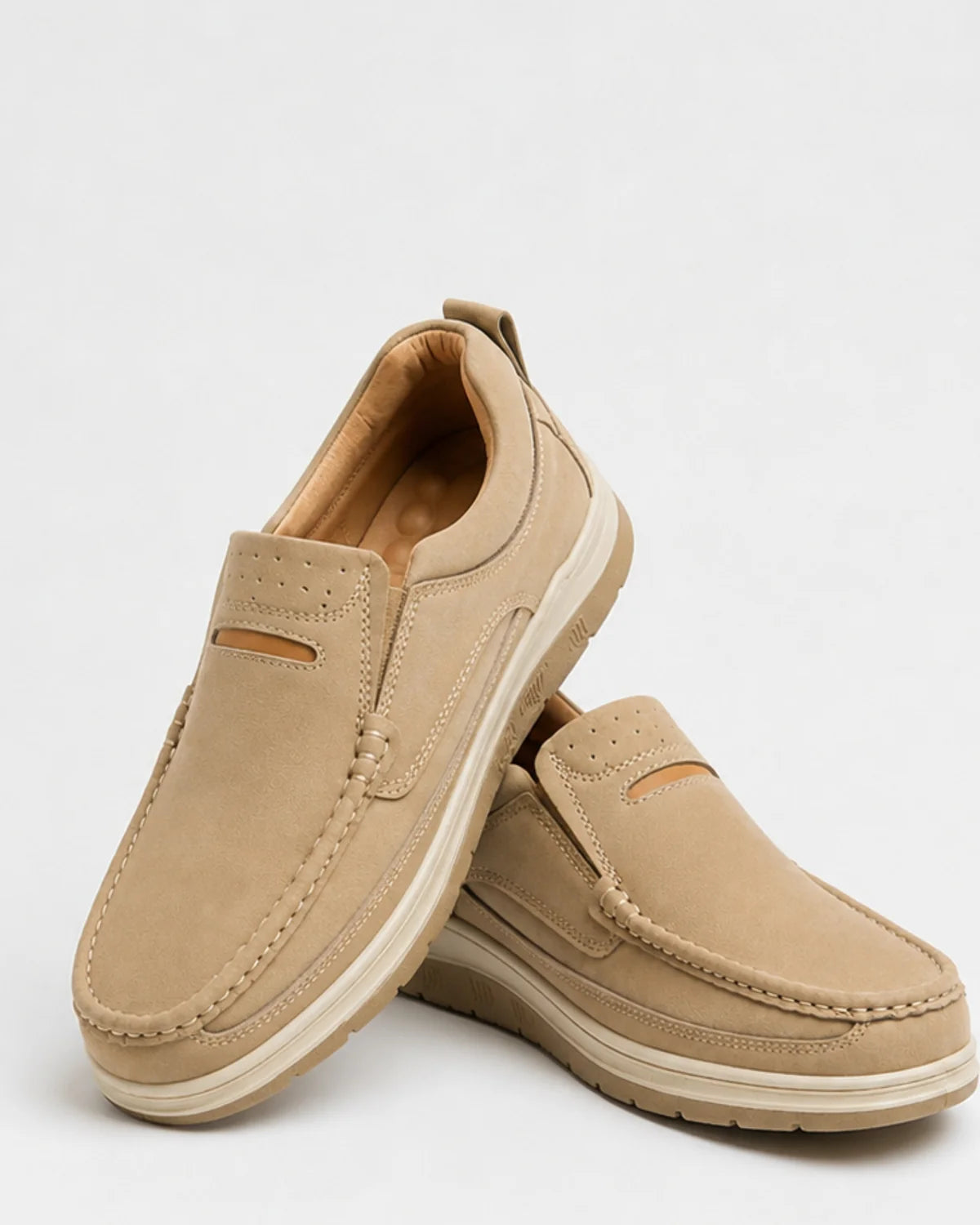 Premium Cream Medicated Comfort Loafers with Soft Cushioned Insole