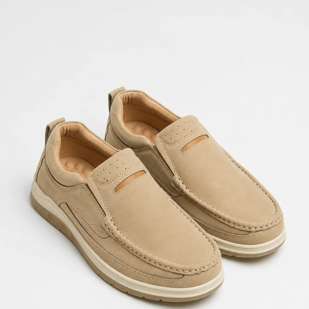 Premium Cream Medicated Comfort Loafers with Soft Cushioned Insole