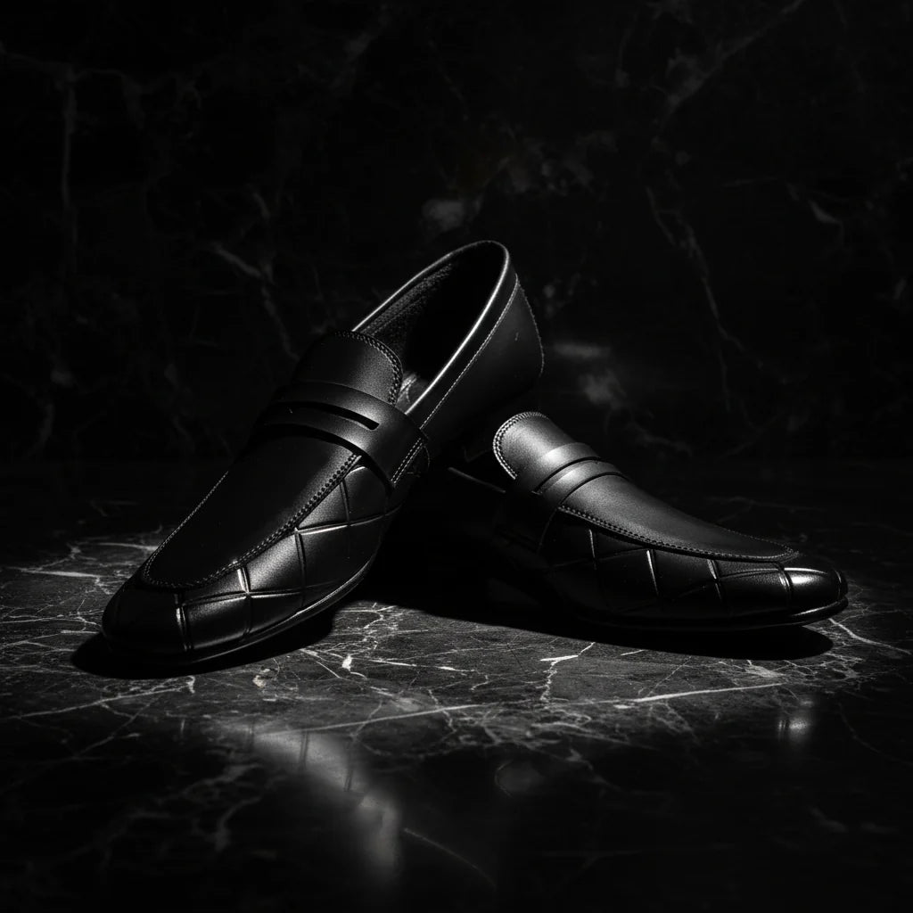Men’s Black Premium Formal Leather Loafers | Soft Padding Hand-Made Article | All Day Comfort