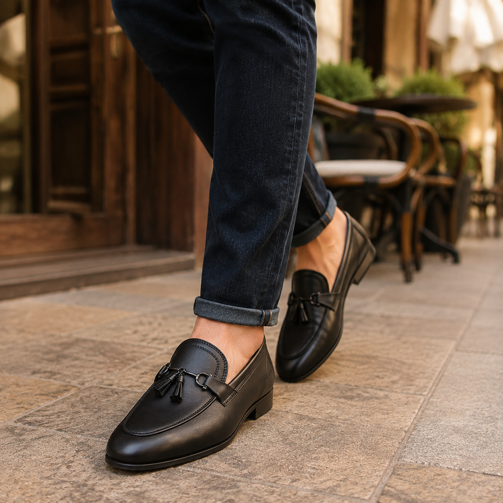 Black Prestige Metal-Buckle Loafers