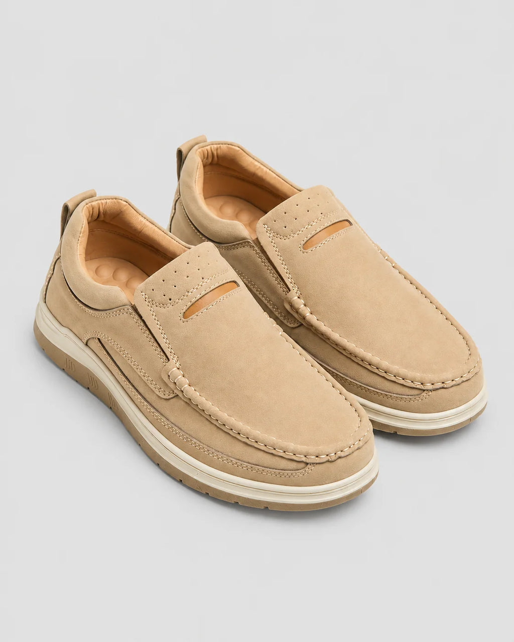 Premium Cream Medicated Comfort Loafers with Soft Cushioned Insole
